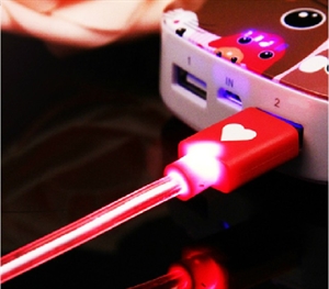 Visible LED Light Micro USB Charger Data Sync Cable for iphone4s 5 5s 6 6plus Samsung Galaxy s3 s4 Android の画像