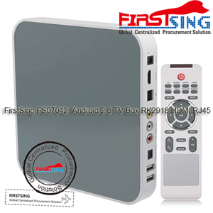 Show details for FirstSing FS07042 Android 2.3 TV Box RK2918 HDMI RJ45 Picture of FirstSing FS07042 Android 2.3 TV Box RK2918 HDMI RJ45