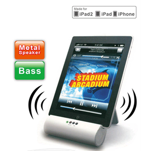 Show details for FirstSing FS00134 Aluminum Stand with Speaker for all iPad iPhone iPod Picture of FirstSing FS00134 Aluminum Stand with Speaker for all iPad iPhone iPod
