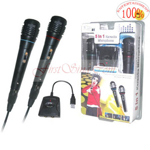 Agrandir l'image de FirstSing FS18074 5in1 Dual Wired Microphone for PS2/PS3/Wii/XBOX360/PC Image de FirstSing FS18074 5in1 Dual Wired Microphone for PS2/PS3/Wii/XBOX360/PC
