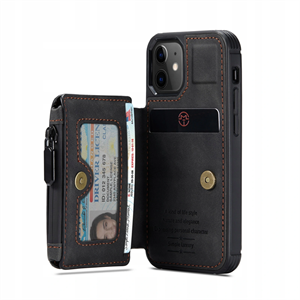 Agrandir l'image de Leather Zipper Card Slots Case Wallet for iPhone 12 Mini Image de Leather Zipper Card Slots Case Wallet for iPhone 12 Mini