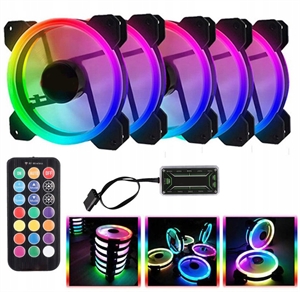 Picture of 5X 120MM RGB LED PC Fan Cooling Fan