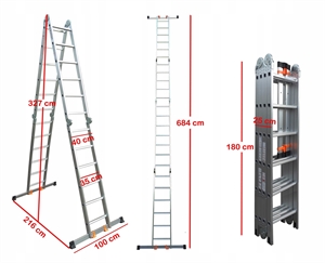 Professional Articulated Ladder 4x6, 684 CM