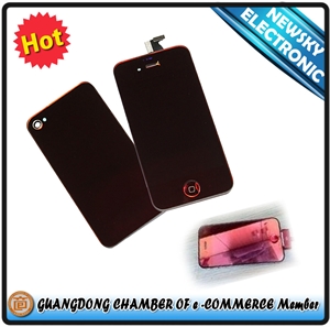 For iphone 4 lcd touch screen assembly in electroplated red colour の画像