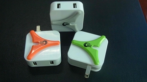 Show details for colourful dual usb charger Picture of colourful dual usb charger