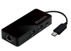 Agrandir l'image de USB Type-C to 3-Port  Hub with Gigabit Ethernet Image de USB Type-C to 3-Port  Hub with Gigabit Ethernet