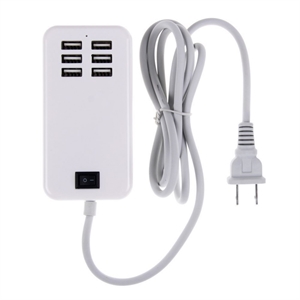 Показать информацию о 25W 6 Ports USB Desktop Home Charger 6 Outlets AC Power Adapter US EU Plug with 1.5m Line for Smart Phone Изображение 25W 6 Ports USB Desktop Home Charger 6 Outlets AC Power Adapter US EU Plug with 1.5m Line for Smart Phone