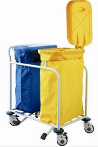 Nursing 304 Stainless Steel Medical Linen Trolleys With Foot Pedal Control