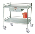 Изображение 600 X 400 X 900mm Stainless Steel Medical Trolley 2 Layers With Side Rail And Drawer