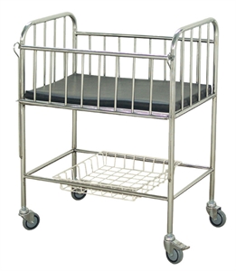 Picture of Stainless Steel Hospital Infant Bed / Baby Crib With Dia 125mm Wheels