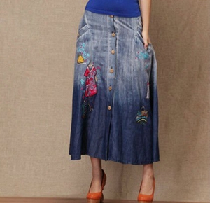 Agrandir l'image de printed fancy lady long jeans skirts L005 Image de printed fancy lady long jeans skirts L005