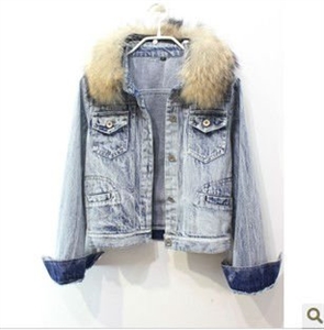 Agrandir l'image de denim coat with fur collar WW008 Image de denim coat with fur collar WW008