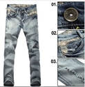 Изображение return to the ancients hole design men jeans with light colour FM010