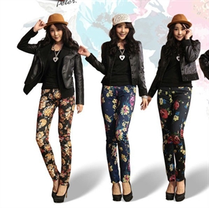 Show details for winter season low waist floral lady jeans FW005 Picture of winter season low waist floral lady jeans FW005