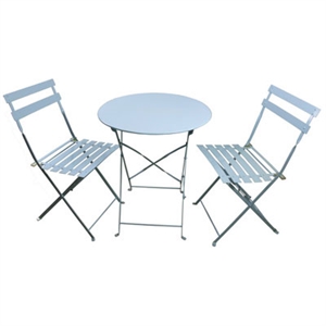Agrandir l'image de Js.Sky Blue Steel Folding Bistro Set. Image de Js.Sky Blue Steel Folding Bistro Set.