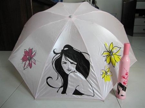 ' wine bottle shape white color 3 folded/folding/fold manual opening carrying umbrella